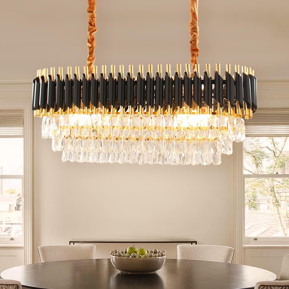 ADWAIT Crystal Black Golden Chandelier (800X300mm)